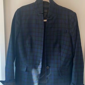 J crew navy /black and green blackwatch plaid regent blazer